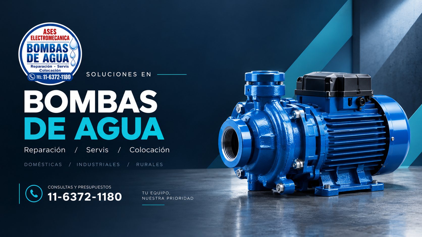 Ases Electromecánica, soluciones en bombas de agua: reparación, service y colocación para instalaciones domésticas, industriales y rurales